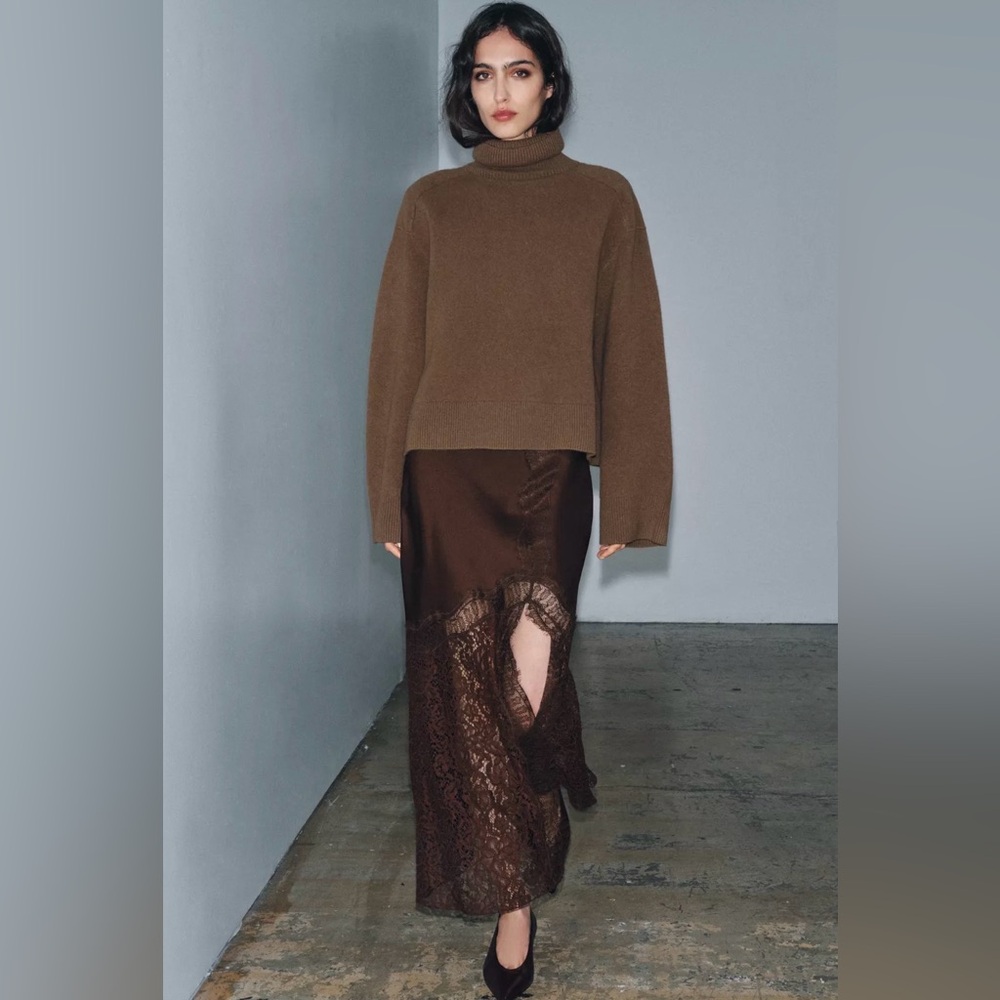 ZARA STUNNING MIDI SKIRT LACE - Picture 3 of 11